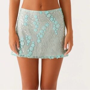 Floral Embroidered Mini Skirt